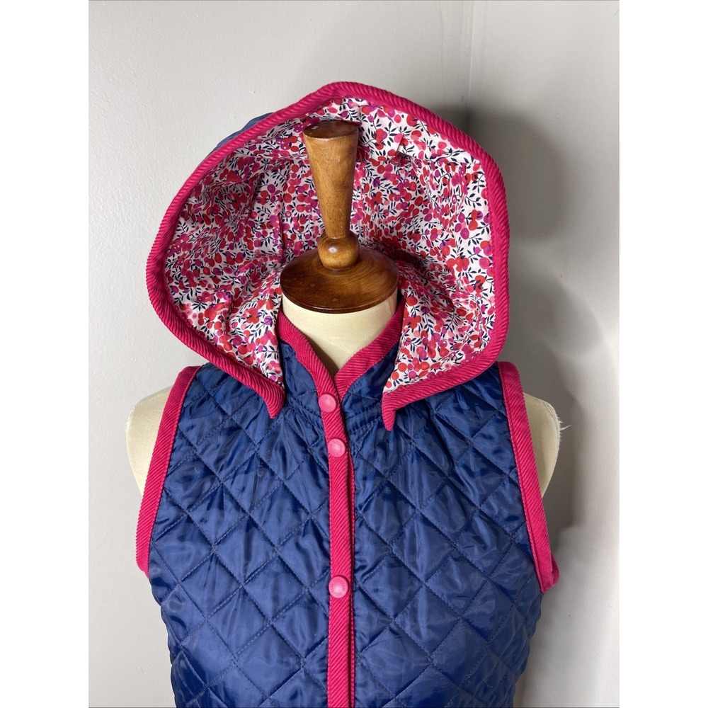 Womens Lavenham Liberty Fabric Blue Quilted Hooded Vest UK‎ 12 US 38 - Picture 6 of 9